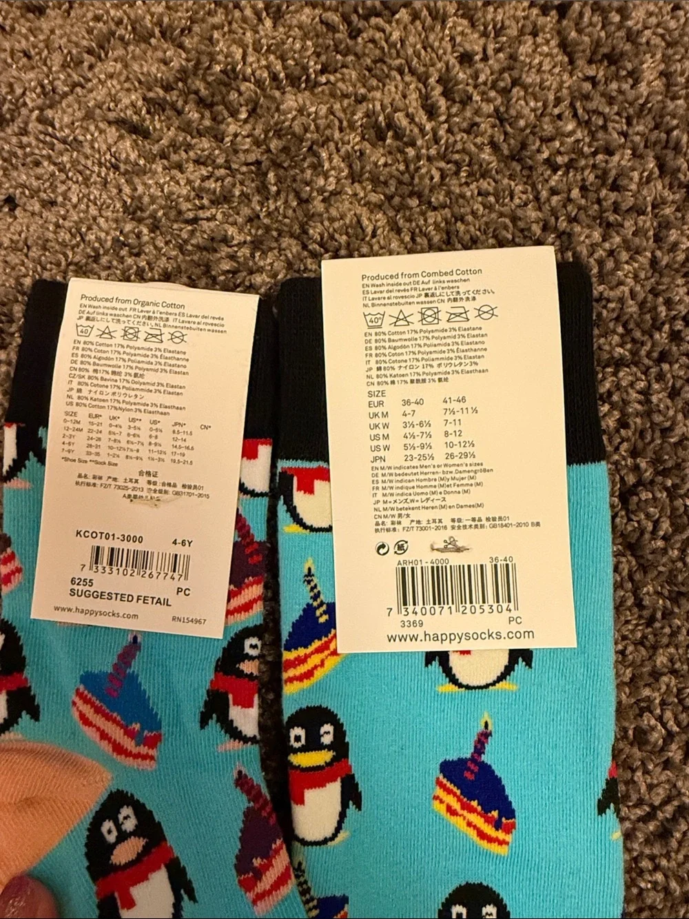 New Happy Socks teal penguin mommy and me socks